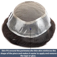 Australia French Lace & Skin Base Toupee – 6" Natural Human Hair for Men My Store