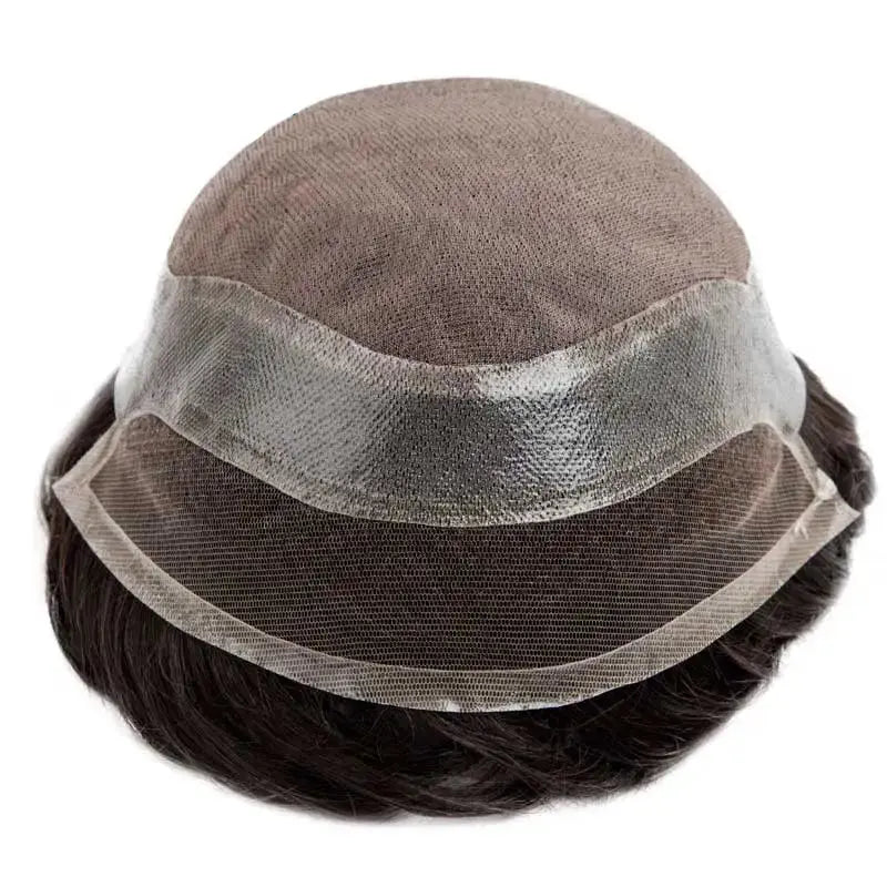 Men's Human Hair Toupee with Mono Top & Swiss Lace Front – 6" Natural Hairpiece My Store