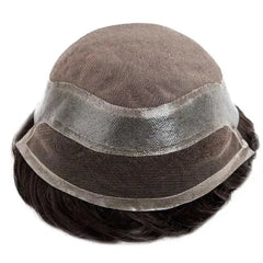 Men's Human Hair Toupee with Mono Top & Swiss Lace Front – 6" Natural Hairpiece My Store