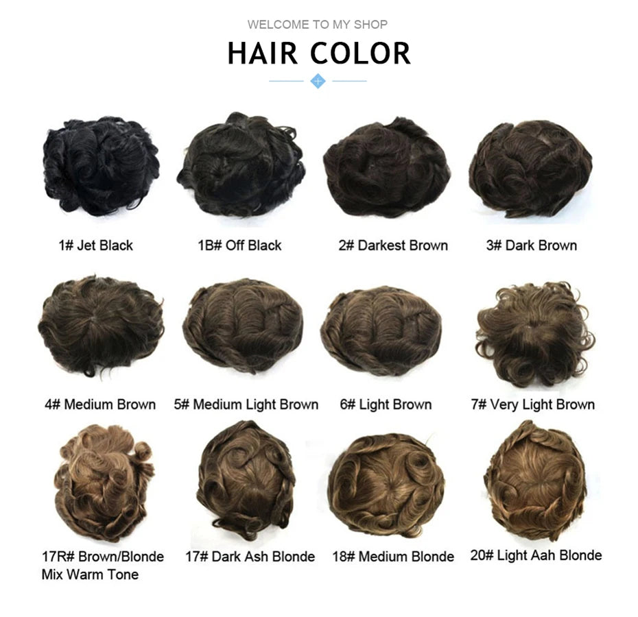 Thin Skin Full PU Toupee for Men – Natural Hairline Remy Hair System