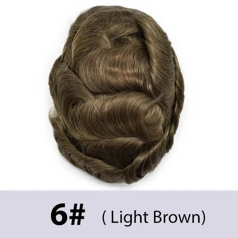 Australia French Lace & Skin Base Toupee – 6" Natural Human Hair for Men