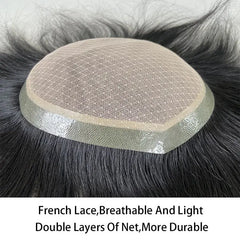 Silk Base Thin Skin Toupee for Men 100% Natural Human Hair Prosthesis
