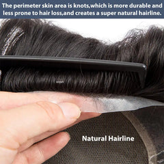 Australia French Lace & Skin Base Toupee – 6" Natural Human Hair for Men