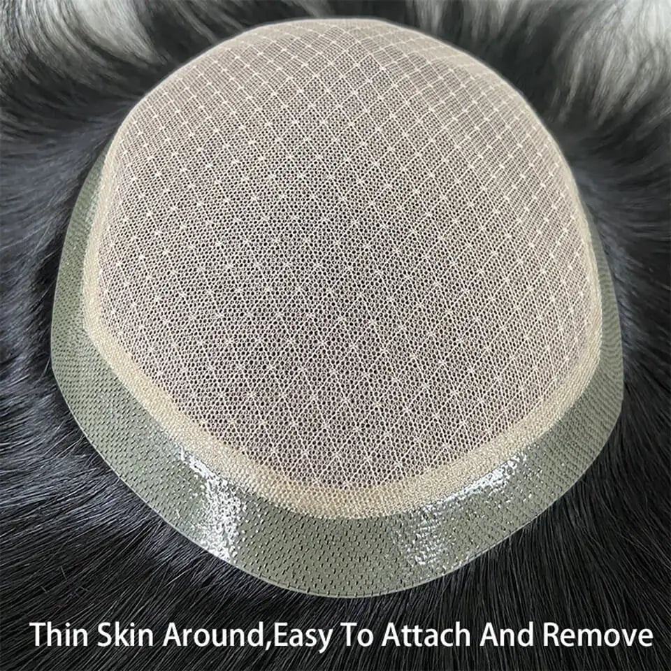 Silk Base Thin Skin Toupee for Men 100% Natural Human Hair Prosthesis