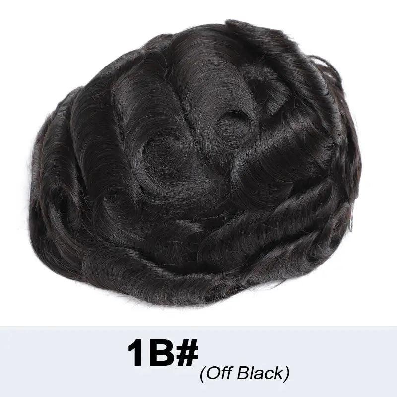 Men's Human Hair Toupee with Mono Top & Swiss Lace Front – 6" Natural Hairpiece