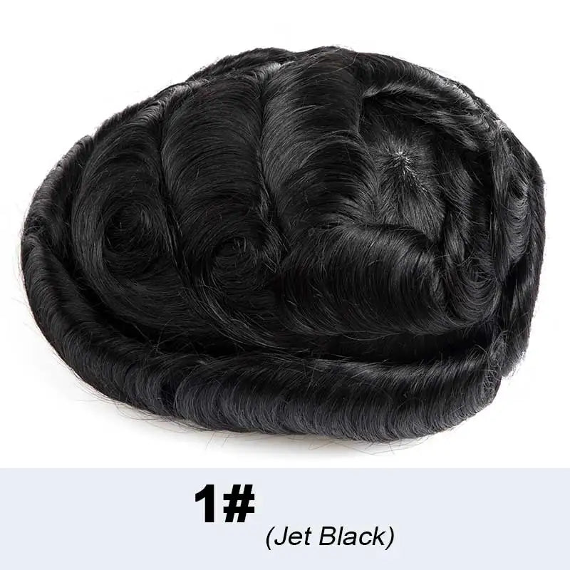 Men's Human Hair Toupee with Mono Top & Swiss Lace Front – 6" Natural Hairpiece