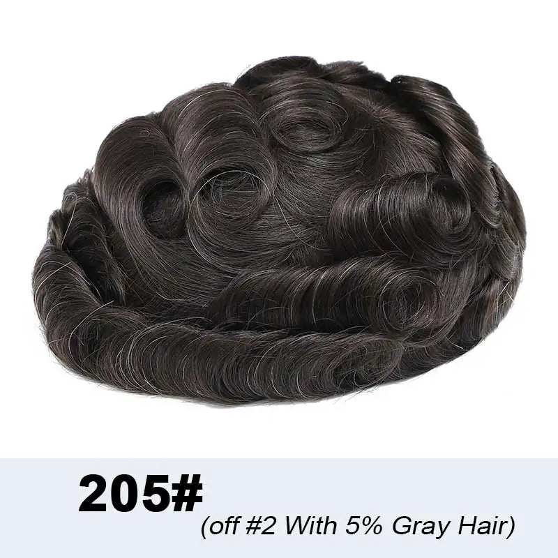 Men's Fine Mono Toupee – 6" Human Hair Wig for Natural Hair Replacement