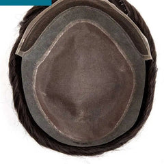 Men's Human Hair Toupee with Mono Top & Swiss Lace Front – 6" Natural Hairpiece