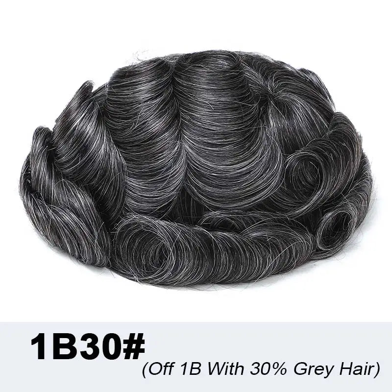 Men's Fine Mono Toupee – 6" Human Hair Wig for Natural Hair Replacement