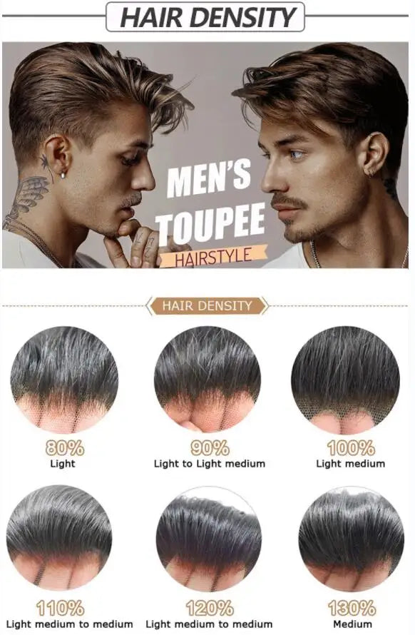 Men’s Fine Mono Toupee – Natural Black Human Hair Replacement System