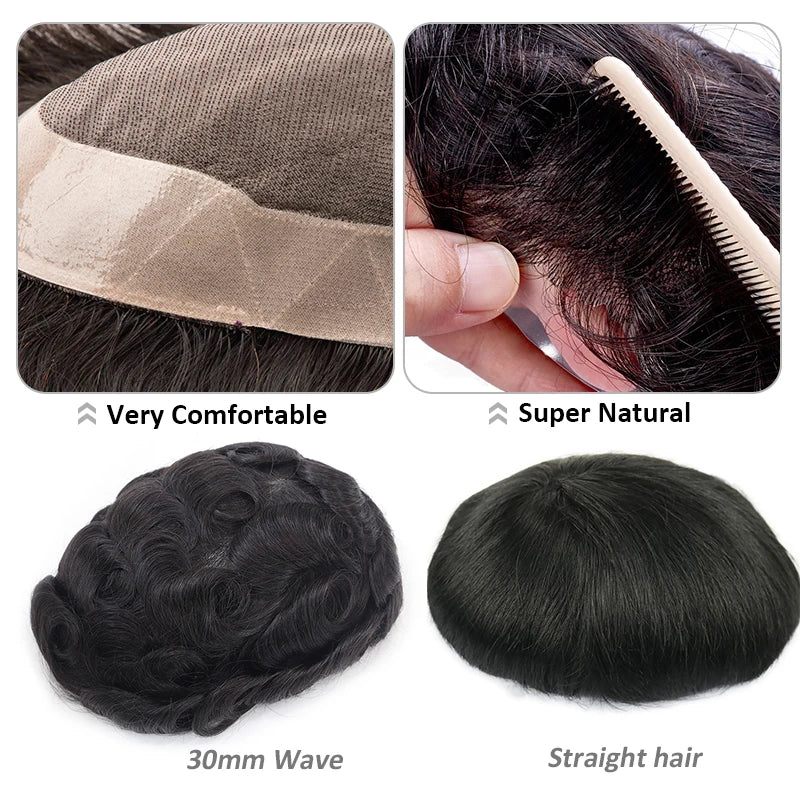 Fine Mono with NPU Base - Durable Men’s Hair System - 100% Human Hair
