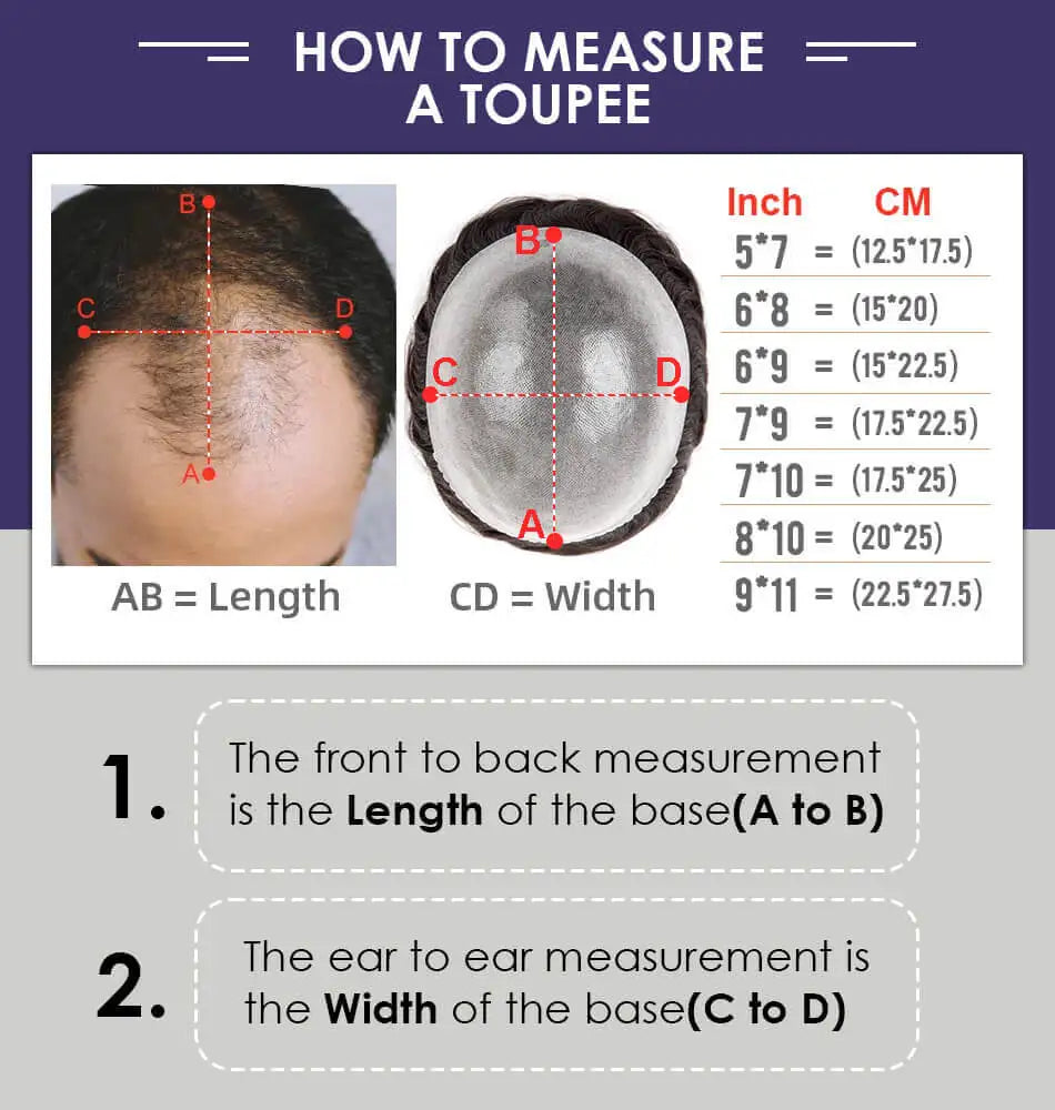 Australia French Lace & Skin Base Toupee – 6" Natural Human Hair for Men
