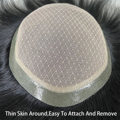 Silk Base Thin Skin Toupee for Men 100% Natural Human Hair Prosthesis