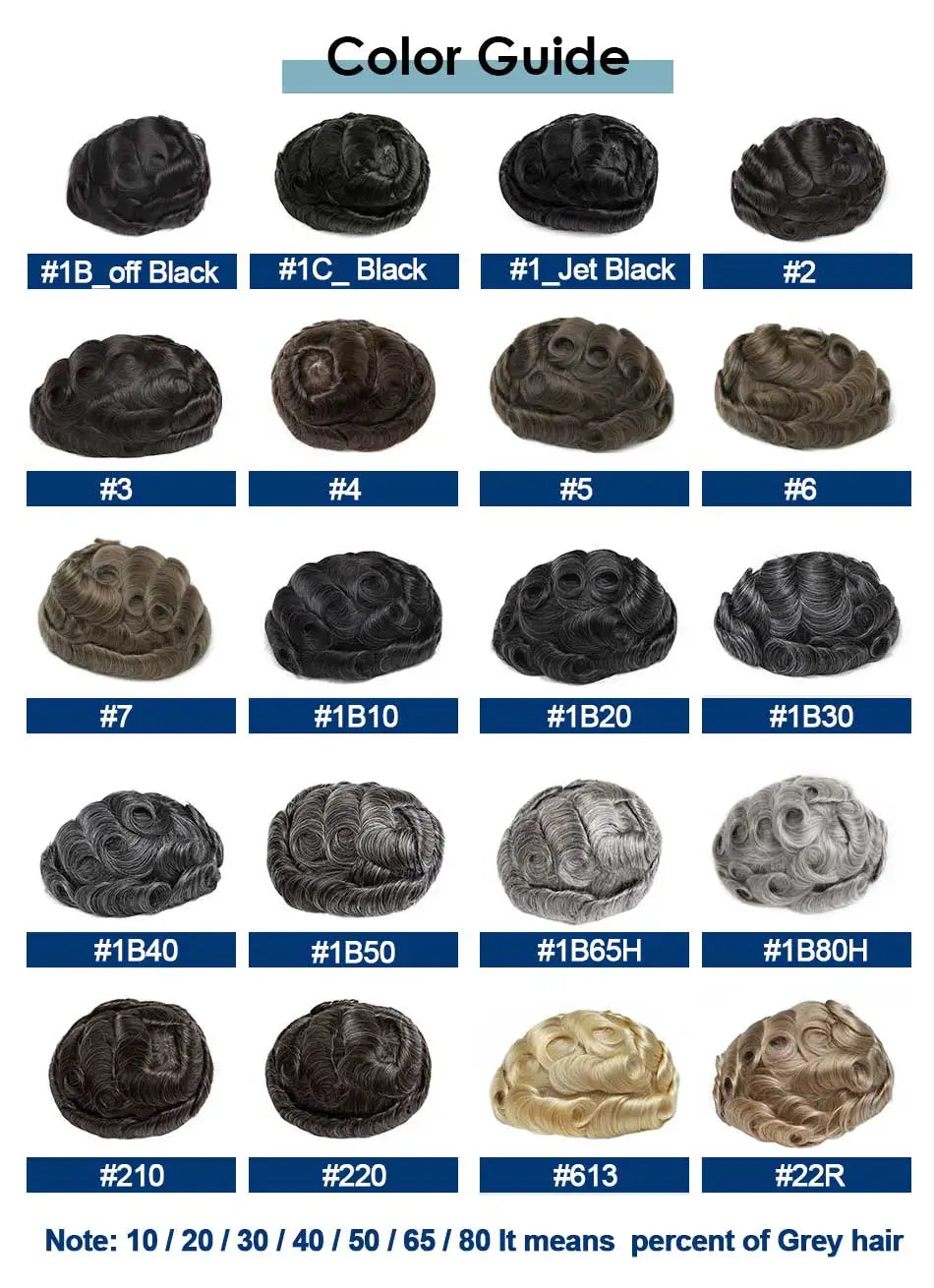 Men's Human Hair Toupee with Mono Top & Swiss Lace Front – 6" Natural Hairpiece