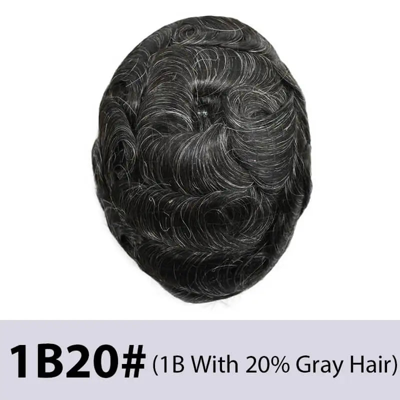 Australia French Lace & Skin Base Toupee – 6" Natural Human Hair for Men