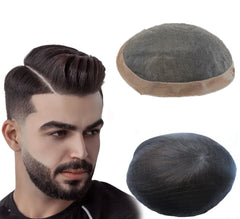 Men’s Fine Mono Toupee – Natural Black Human Hair Replacement System