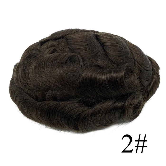 Thin Skin Full PU Toupee for Men – Natural Hairline Remy Hair System