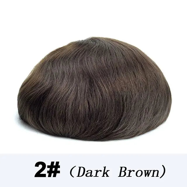 Men's Fine Mono Toupee – 6" Human Hair Wig for Natural Hair Replacement
