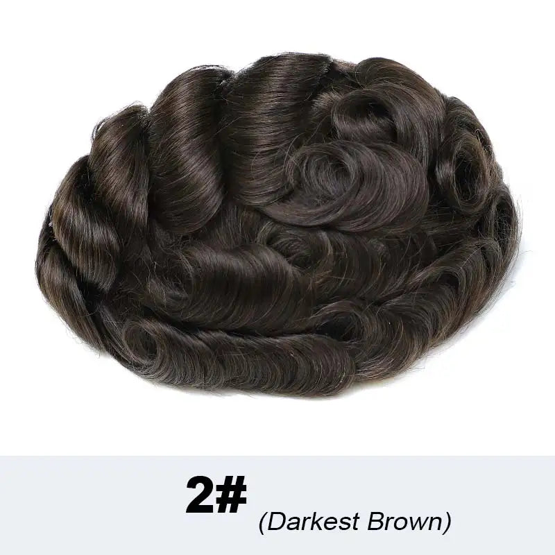 Men's Human Hair Toupee with Mono Top & Swiss Lace Front – 6" Natural Hairpiece
