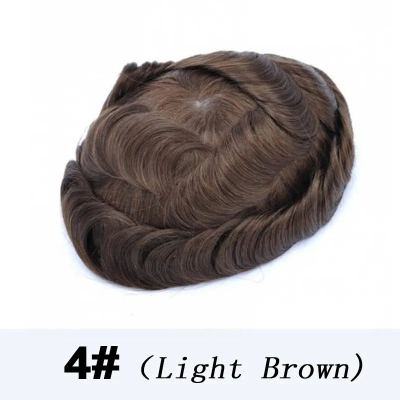 Men's Fine Mono Toupee – 6" Human Hair Wig for Natural Hair Replacement