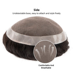 Fine Mono with NPU Base - Durable Men’s Hair System - 100% Human Hair