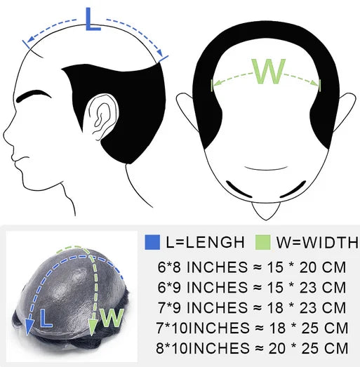 Men’s Fine Mono Toupee – Natural Black Human Hair Replacement System