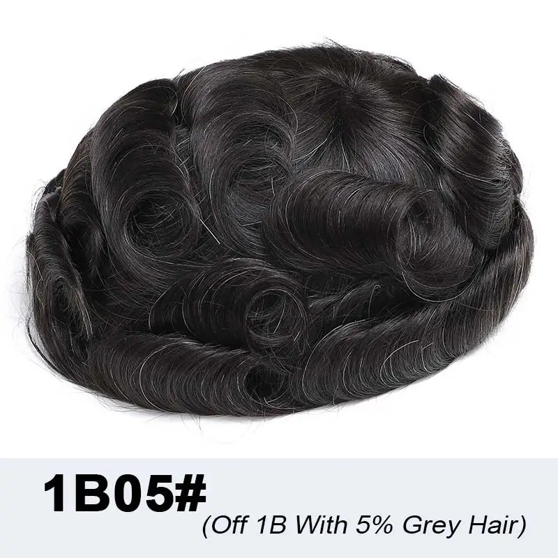 Men's Fine Mono Toupee – 6" Human Hair Wig for Natural Hair Replacement