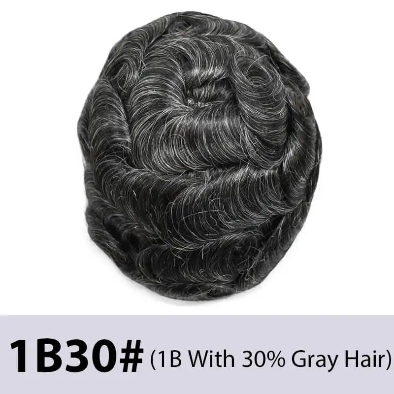 Australia French Lace & Skin Base Toupee – 6" Natural Human Hair for Men