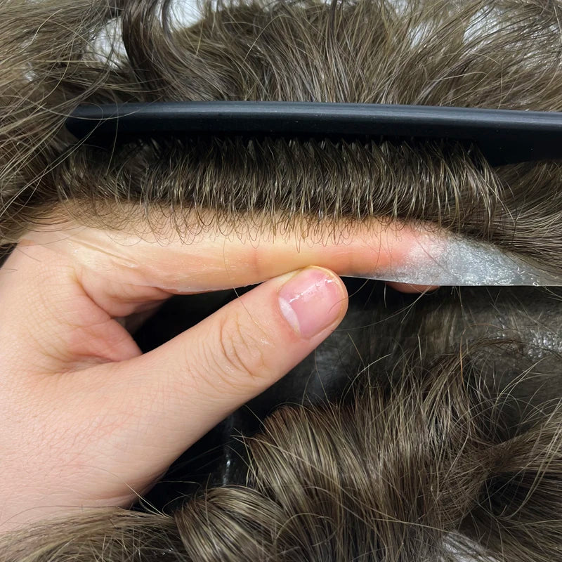 Thin Skin Full PU Toupee for Men – Natural Hairline Remy Hair System