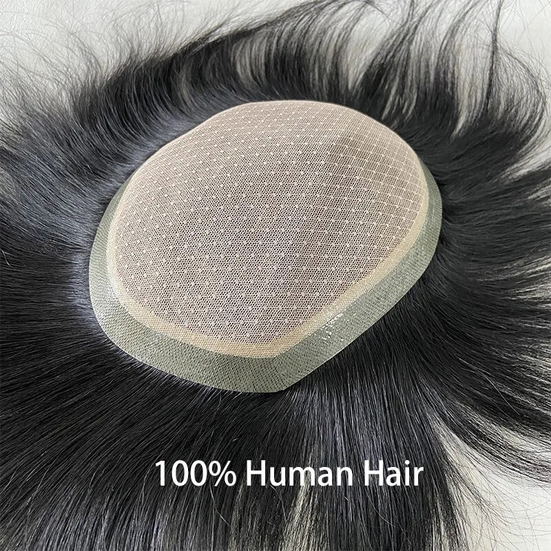Silk Base Thin Skin Toupee for Men 100% Natural Human Hair Prosthesis