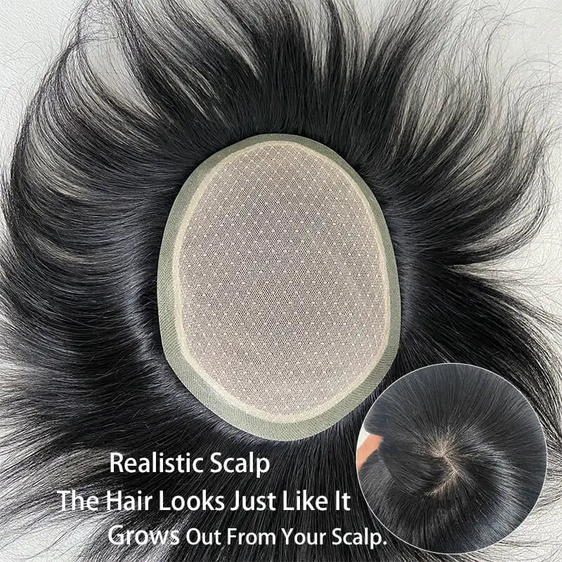 Silk Base Thin Skin Toupee for Men 100% Natural Human Hair Prosthesis