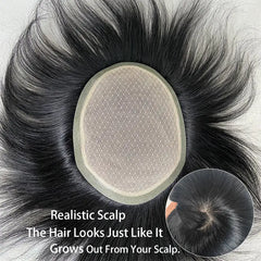 Silk Base Thin Skin Toupee for Men 100% Natural Human Hair Prosthesis