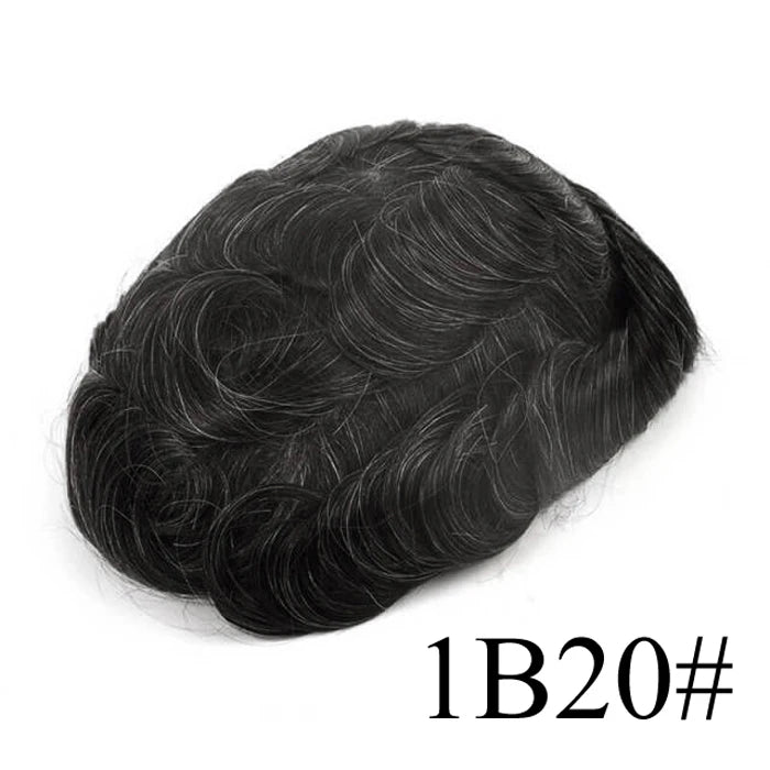 Thin Skin Full PU Toupee for Men – Natural Hairline Remy Hair System