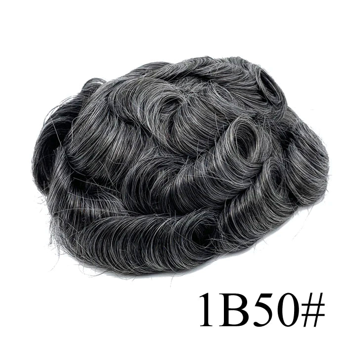 Thin Skin Full PU Toupee for Men – Natural Hairline Remy Hair System