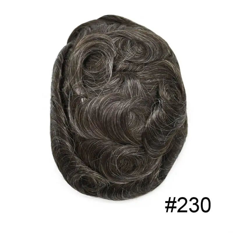 Men's Fine Mono Toupee – 6" Human Hair Wig for Natural Hair Replacement