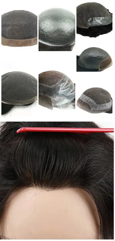 Men’s Fine Mono Toupee – Natural Black Human Hair Replacement System