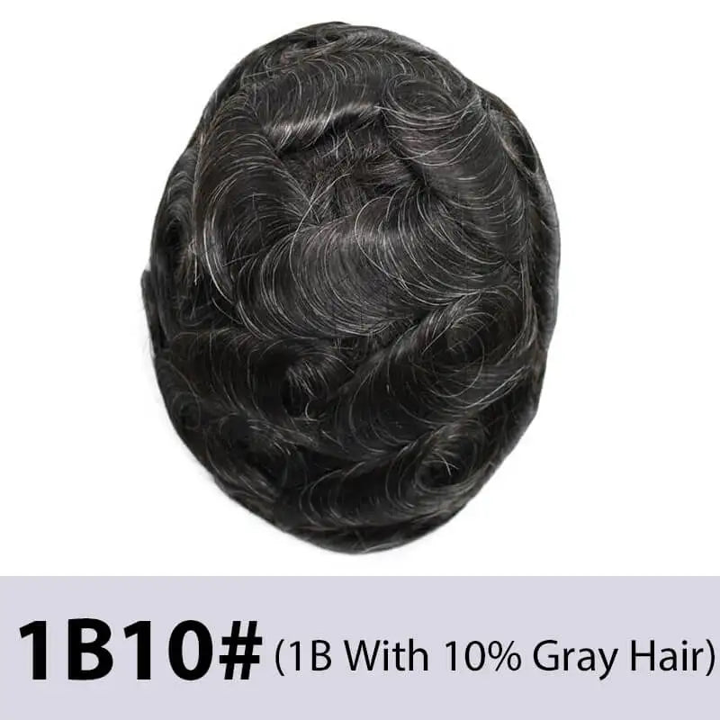 Australia French Lace & Skin Base Toupee – 6" Natural Human Hair for Men