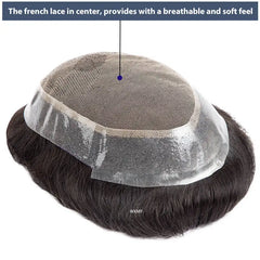 Australia French Lace & Skin Base Toupee – 6" Natural Human Hair for Men