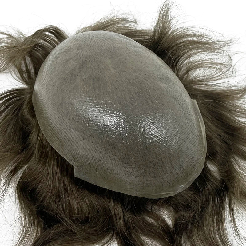 Thin Skin Full PU Toupee for Men – Natural Hairline Remy Hair System