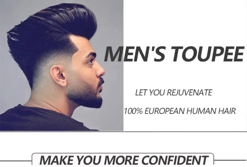 Men’s Fine Mono Toupee – Natural Black Human Hair Replacement System