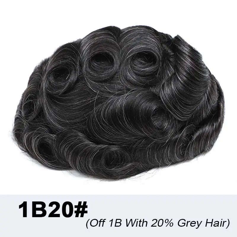 Men's Fine Mono Toupee – 6" Human Hair Wig for Natural Hair Replacement