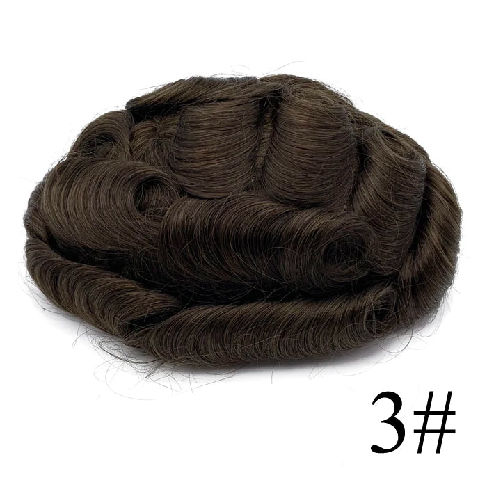 Thin Skin Full PU Toupee for Men – Natural Hairline Remy Hair System