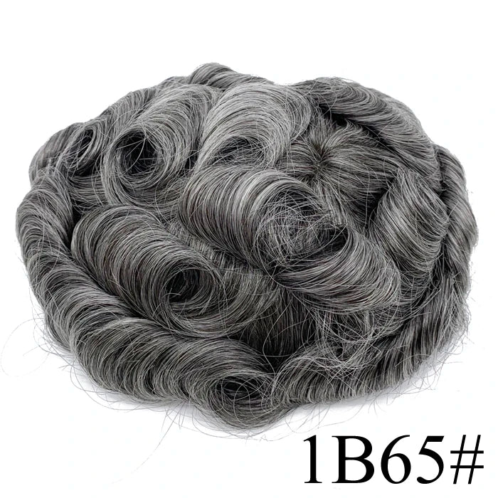 Thin Skin Full PU Toupee for Men – Natural Hairline Remy Hair System