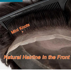 Men's Human Hair Toupee with Mono Top & Swiss Lace Front – 6" Natural Hairpiece
