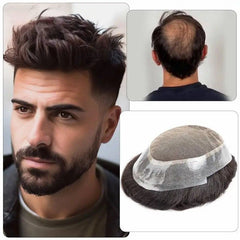 Australia French Lace & Skin Base Toupee – 6" Natural Human Hair for Men